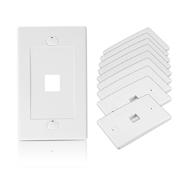 Cable Matters [UL Listed] 10-Pack Wall Plate with 1-Port Keystone Jack in White