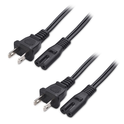 Cable Matters 2-Pack 2-Slot Non-Polarized Universal Replacement Power Cord (NEMA 1-15P to IEC C7)