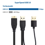 Cable Matters Micro USB 3.0 to USB Splitter Cable 20 Inches
