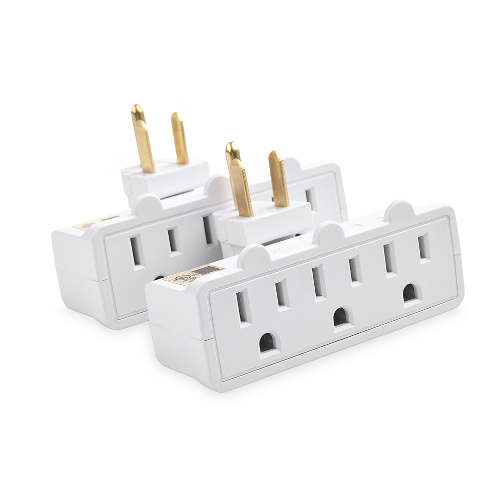 Cable Matters 2-Pack 3 Outlet Grounded 180 Degree Swivel Wall Tap