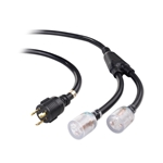 Cable Matters LED-Lit 3-Prong Generator Power Y-Splitter Adapter - 3 Feet (NEMA L5-30P to 2 x NEMA L5-20R)
