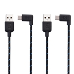 Cable Matters 2-Pack Angled USB-C to USB-A 2.0 Cable with Braided Jacket