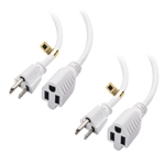 Cable Matters 2-Pack 16 AWG Heavy Duty AC Power Extension Cord in White (NEMA 5-15P to NEMA 5-15R)