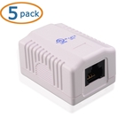Cable Matters [UL Listed] 5-Pack Cat6 RJ45 Surface Mount Box 1-Port in White