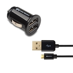 Charging Kit with 10W/2A Dual USB Car Charger and 3 Ft Micro-USB Cable