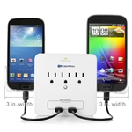 Cable Matters 3-Outlet Wall Mount Surge Protector with USB Charging and Slide-Out Smartphone Holder