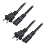 Cable Matters 2-Pack 2-Slot Non-Polarized Universal Replacement Power Cord (NEMA 1-15P to IEC C7)