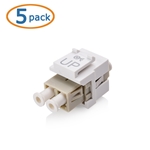 Cable Matters 5-Pack LC Duplex Multimode Fiber Keystone Jack in Ivory