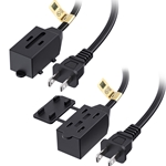 Cable Matters 2-Pack 16 AWG 2-Prong Extension Cord with Tamper Guard