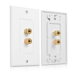 Cable Matters 2-Pack Banana Jack Binding Post Wall Plate for 1 Speaker in White