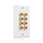 Cable Matters Banana Jack Binding Post Wall Plate for 4 Speakers in White