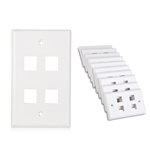 Cable Matters [UL Listed] 10-Pack Low Profile 4 Port Keystone Jack Wall Plate in White