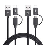 Cable Matters 2-Pack 2-in-1 USB-C Cable with Tethered USB-C to Micro USB Adapter