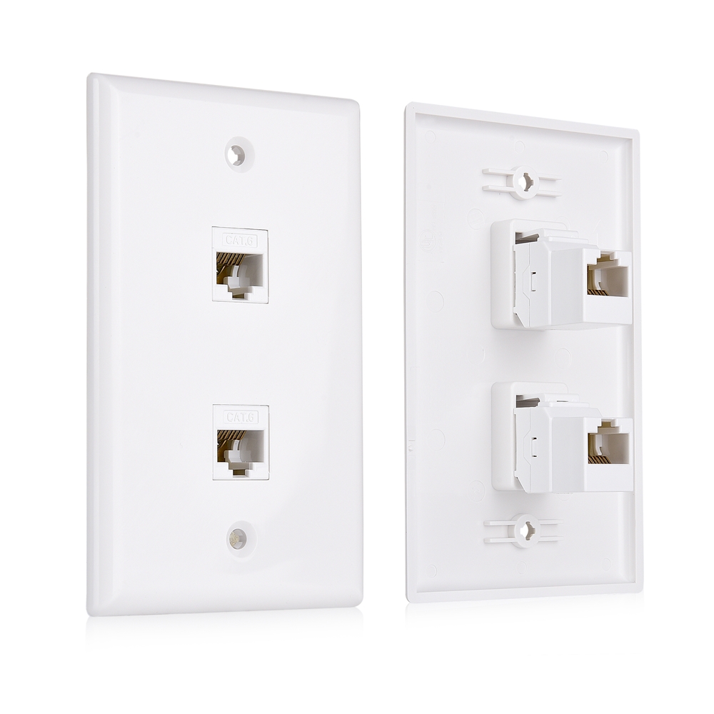 in White Cat6, Cat5e Ethernet Wall Plate Cable Matters UL Listed 10-Pack 1 Port Keystone Wall Plate 