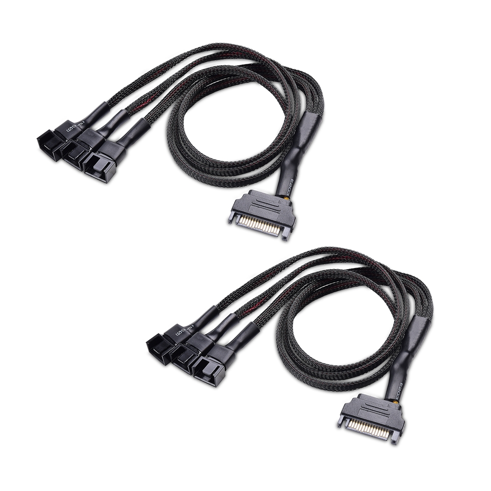 2-Pack 3-Fan Splitter Cable with SATA Power - 16