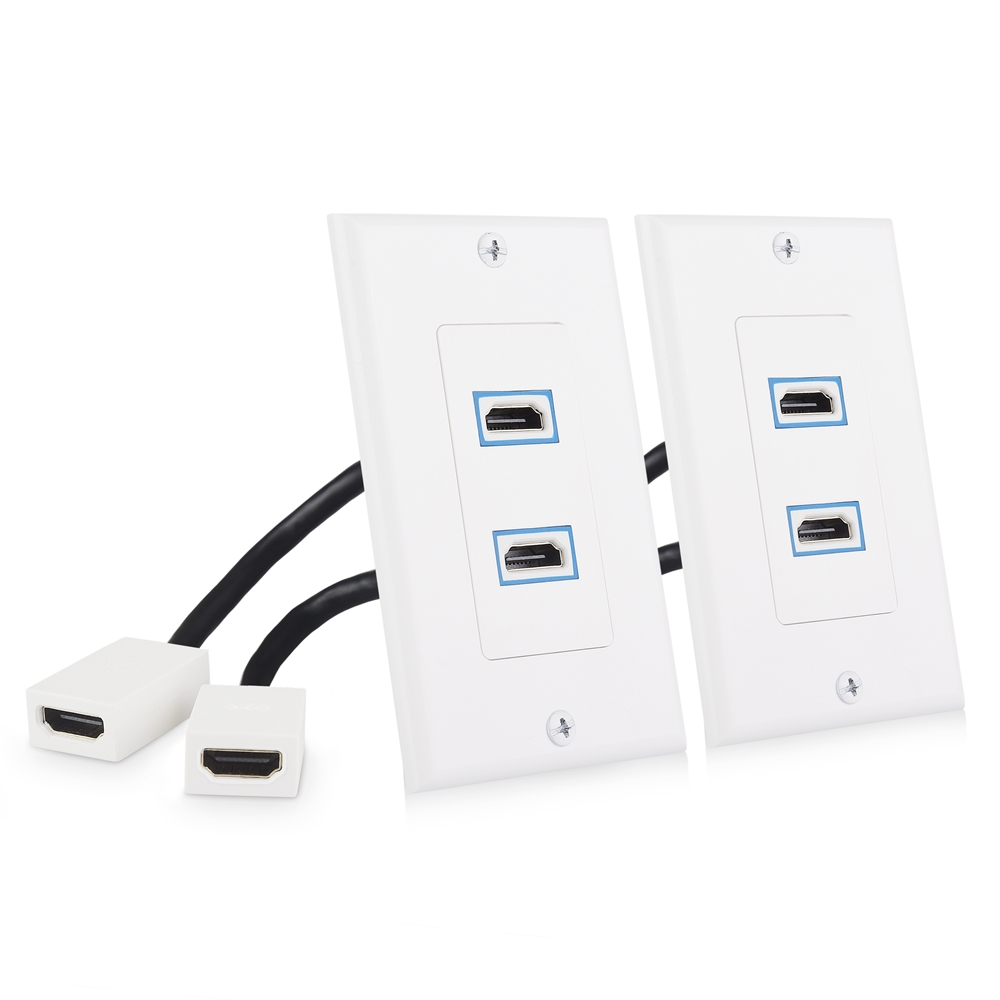 2-Port HDMI Wall Plate in White
