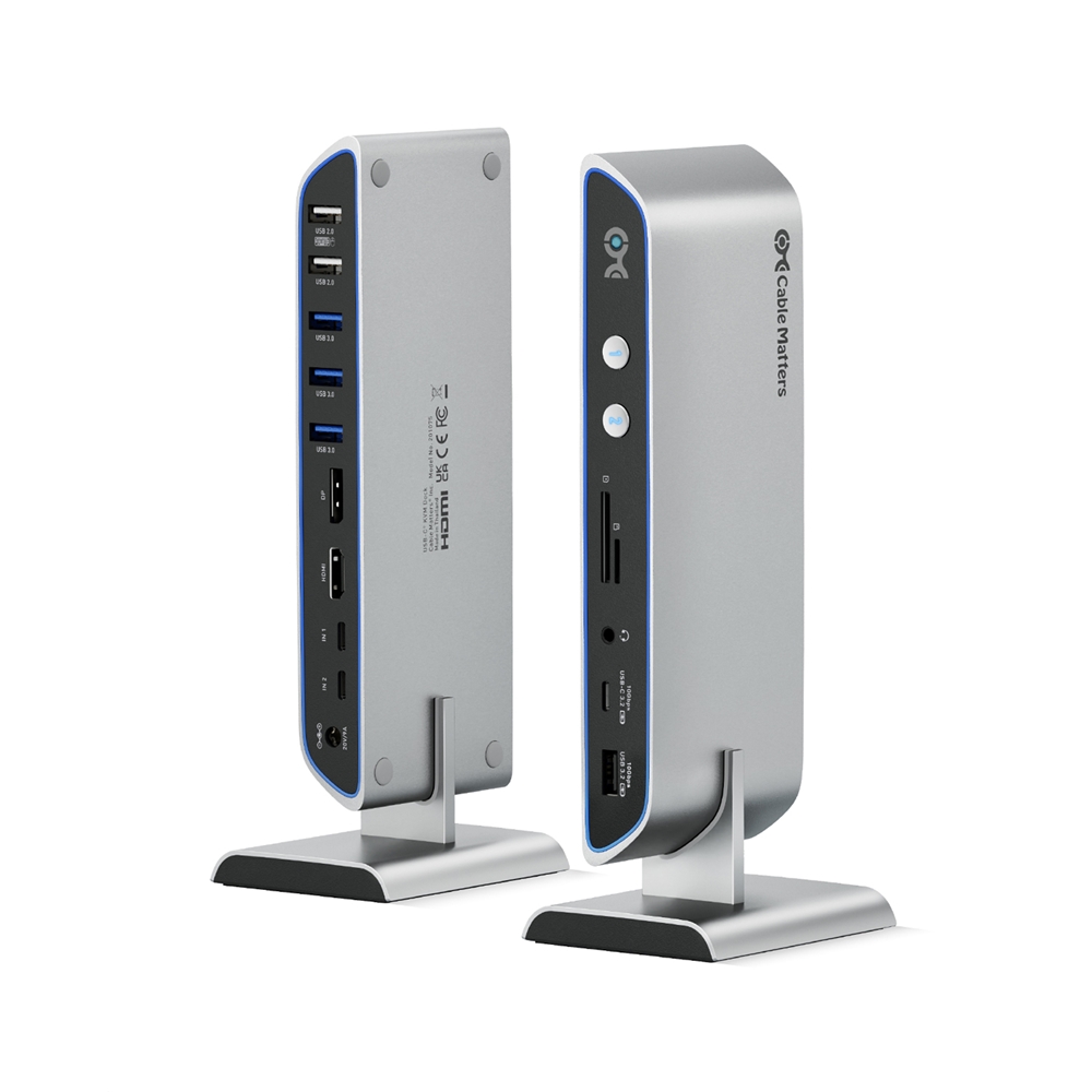 14 in 1 Dual 4K 60Hz USB C KVM Switch Dock for 2 Computers Up to