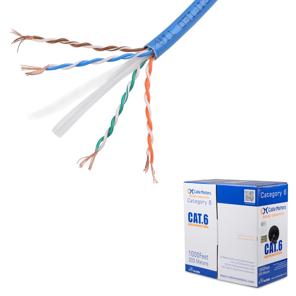Ul Listed In Wall Rated Cm Cat6 Stranded Bulk Ethernet Cable 1000 Feet