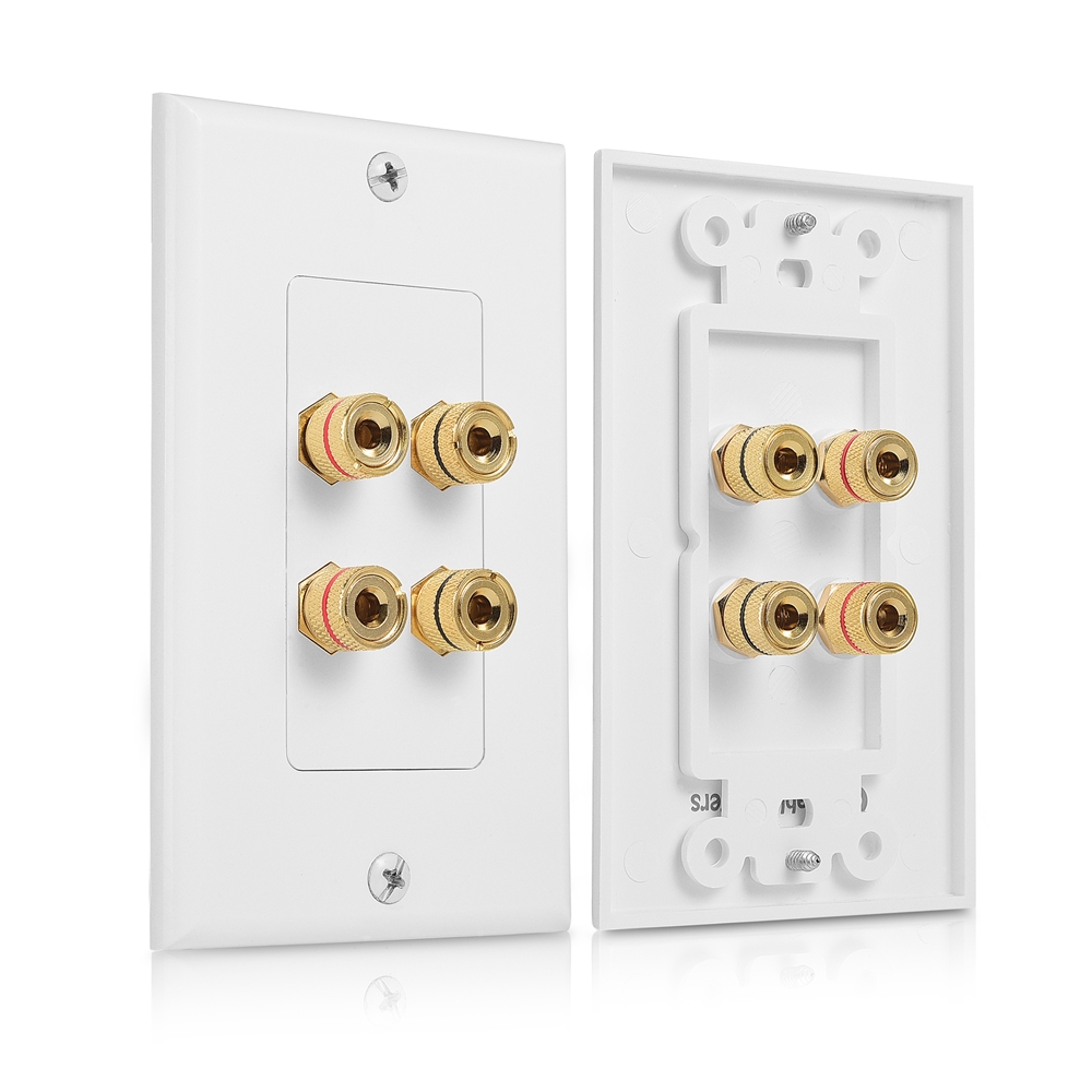 3 Pack Monoprice 103324 Banana Binding Post Two-Piece Inset Wall Plate for 1 Speaker