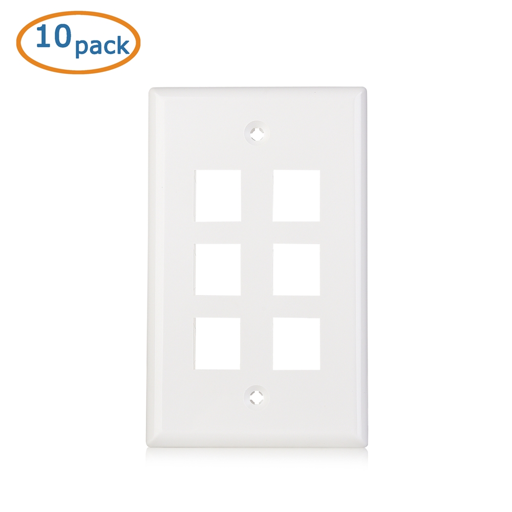 Cable Matters UL Listed 10-Pack Wall Plate with 2-Port Keystone Jack in White Cable Matters UL Listed 10-Pack Wall Plate with 2-Port Keystone Jack in White
