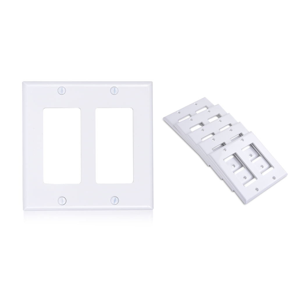 Double Gang Wall Plate Cover for Decorator Device in White Cable Matters 5-Pack Toggle Switch Wall Switch Cover 