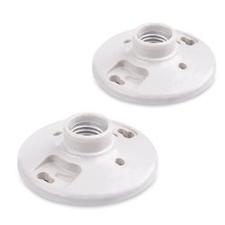 Cable Matters [UL Listed] 2-Pack Porcelain Light Socket Base, Ceiling Light Fixture with Keyless Medium Base Lamp Holder