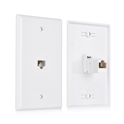 Cable Matters 2-Pack 1-Port Keystone Jack Wall Plate with Cat6 RJ45 Insert in White