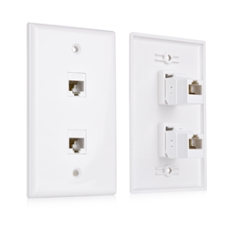 Cable Matters 2-Pack 2-Port Keystone Jack Wall Plate with Cat6 RJ45 Insert in White