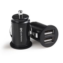 Cable Matters 2-Pack 24W/4.8A Mini Dual USB Car Charger in Black