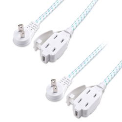 Cable Matters 2-Pack Braided Low Profile 3-Outlet Flat Extension Cord