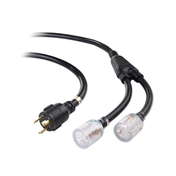 Cable Matters LED-Lit 3-Prong Generator Power Y-Splitter Adapter - 3 Feet (NEMA L5-30P to 2 x NEMA L5-20R)