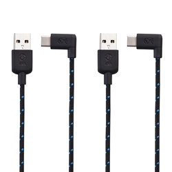Cable Matters 2-Pack Angled USB-C to USB-A 2.0 Cable with Braided Jacket