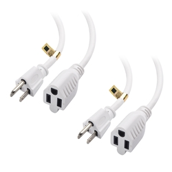 Cable Matters 2-Pack 16 AWG Heavy Duty AC Power Extension Cord in White (NEMA 5-15P to NEMA 5-15R)