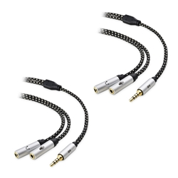 Cable Matters 2-Pack 3.5mm Male TRRS to 2 x Female TRS Headset Splitter Y-Cable