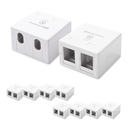 Cable Matters [UL Listed] 10-Pack 2-Port Keystone Jack Surface Mount Box in White