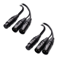 Cable Matters 2-Pack, XLR3 Female to Dual XLR3 Male Y-Splitter Cable - 0.5m/18In.