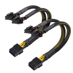 Cable Matters 2-Pack, 8 Pin to Dual (6+2) Pin PCIe Power Adapter Cable - 9 Inches