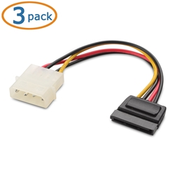 Cable Matters 3-Pack 4 Pin Molex to SATA Power Cable Adapter 6 Inches