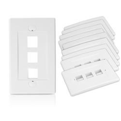 Cable Matters [UL Listed] 10-Pack Wall Plate with 3-Port Keystone Jack in White