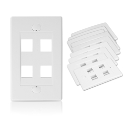 Cable Matters [UL Listed] 10-Pack Wall Plate with 4-Port Keystone Jack in White