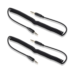 Cable Matters 2-Pack 3.5mm (1/8 Inch) Coiled Stereo Audio Cable in Black 5 Feet
