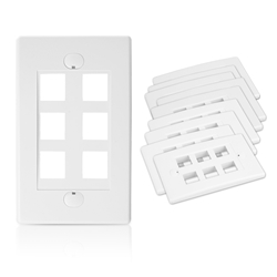 Cable Matters [UL Listed] 10-Pack Wall Plate with 6-Port Keystone Jack in White