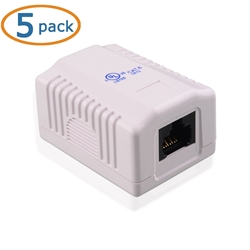 Cable Matters [UL Listed] 5-Pack Cat6 RJ45 Surface Mount Box 1-Port in White