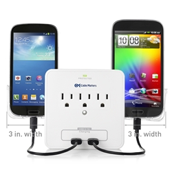 Cable Matters 3-Outlet Wall Mount Surge Protector with USB Charging and Slide-Out Smartphone Holder