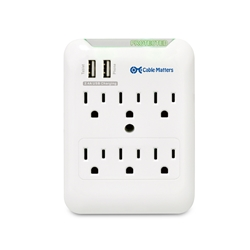 Cable Matters 6-Outlet Wall Mount Surge Protector with 2.4A Dual USB Charging