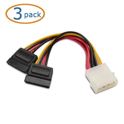 Cable Matters 3-Pack 4 Pin Molex to Dual SATA Power Y-Cable Adapter 6 Inches