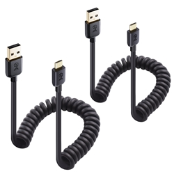 Cable Matters 2-Pack Coiled Micro USB 2.0 Cable 2-4 Feet