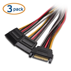 Cable Matters 3-Pack 15 Pin SATA Power Y-Splitter Cable 8 Inches