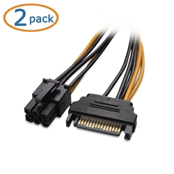 Cable Matters 2-Pack 6 Pin PCIe to SATA Power Cable 8 Inches