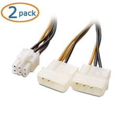 Cable Matters 2-Pack PCI-E 6 Pin to 2 Molex Power Cable 6 Inches